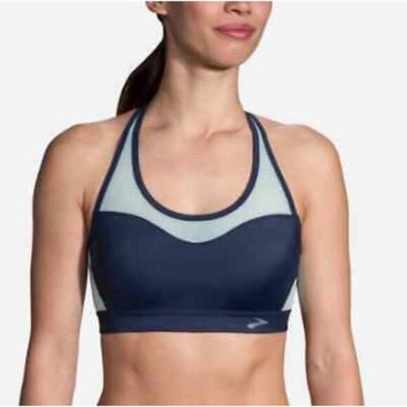 Brooks Fast Forward Crossback Sports Bra Navy Ice - Picture 1 of 8